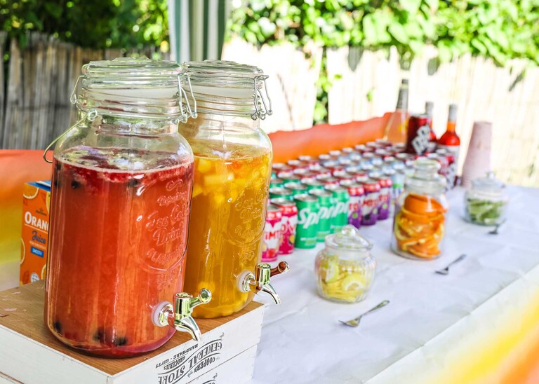 Drinks under a marquee on a wedding day in Suffolk captured by Suffolk Wedding Photographers Hayley Denston Photography