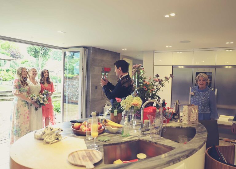 A bridal party at Letheringham Water Mill on their wedding day by Suffolk Wedding Photographers Hayley Denston Photography
