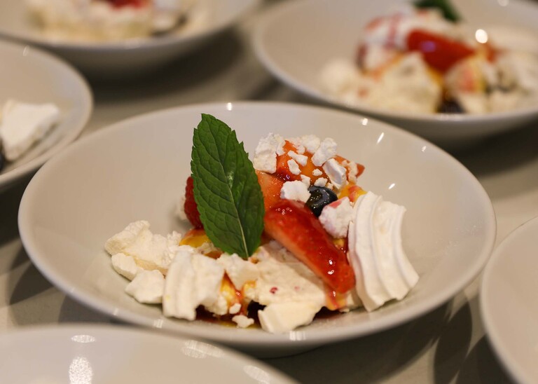 Eton mess on a wedding day at Haughley Park Barn photographed by suffolk wedding photographer Hayley Denston Photography