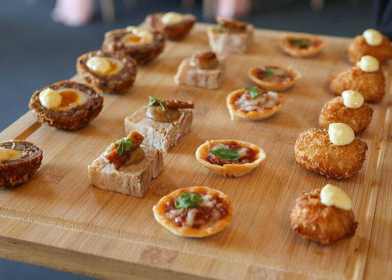 Canapes on a wedding day at Little Green Wedding Barn photographed by suffolk wedding photographer Hayley Denston Photography