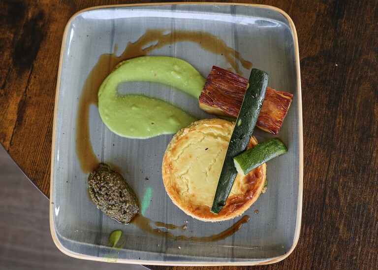 A vegetarian meal on a wedding day at Little Green Wedding Barn photographed by suffolk wedding photographer Hayley Denston Photography
